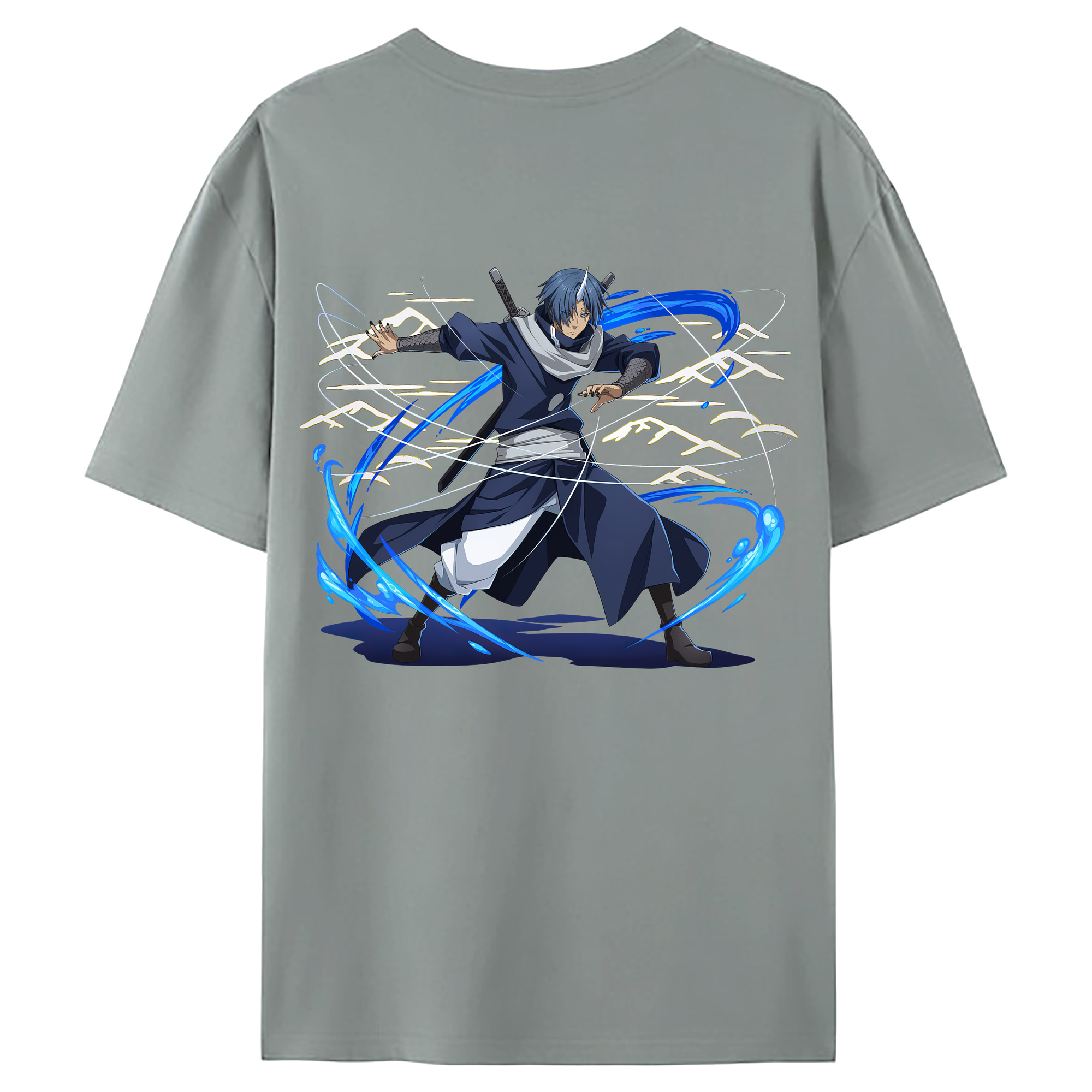 （画像用） 転スラ Regarding Reincarnated to Slime 綿100％ メンズ半袖Tシャツ（バックプリント） 通気性